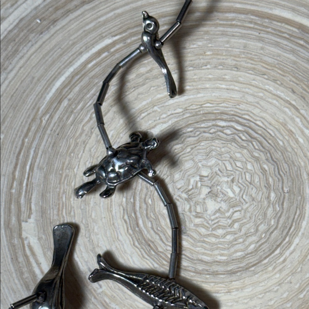 Vintage Native American Navajo Sterling Silver Fetish Necklace - Silver - Picture 4 of 5